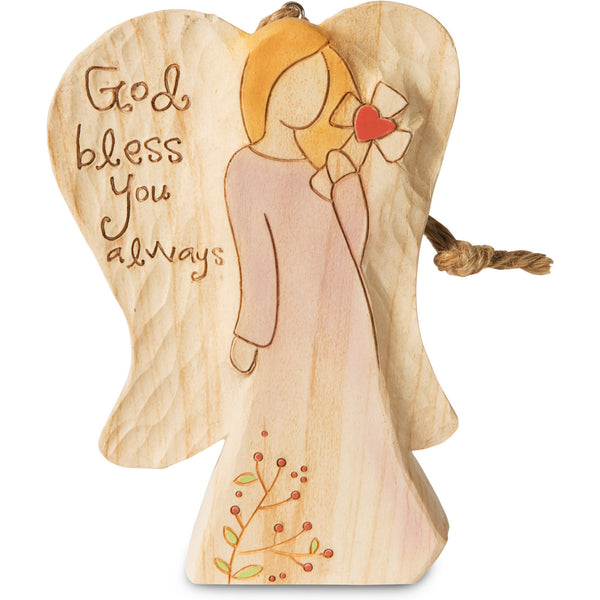 pavilion gift company God Bless You 4.5" Angel Ornament Holding Cross