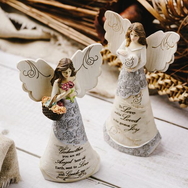 Pavilion Gift Company Godmother 6" Angel With Basket Of Flowers