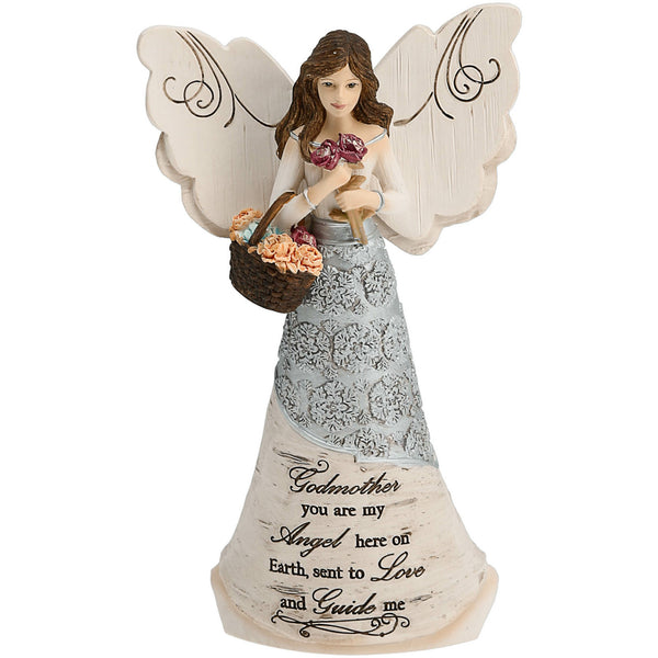 pavilion gift company Godmother 6" Angel with Basket of Flowers