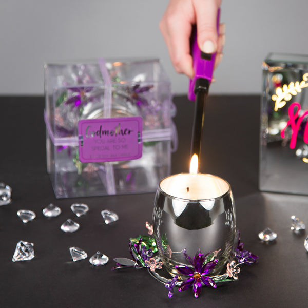 Pavilion Gift Company Godmother Purple Flower 3.5 Oz 100% Soy Wax Candle Scent: Jasmine