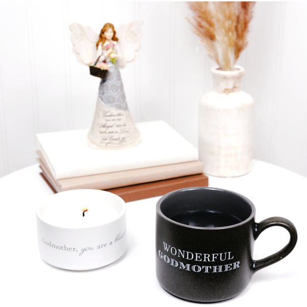 Pavilion Gift Company Godmother Stacking Mug And Candle Set 100% Soy Wax Scent: Tranquility