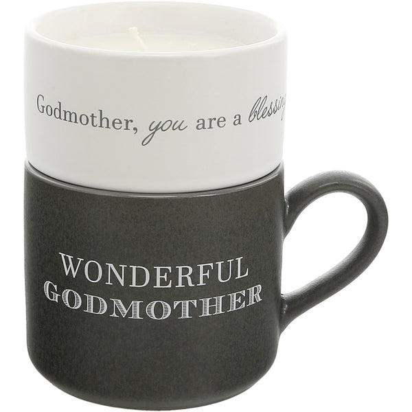 pavilion gift company Godmother Stacking Mug and Candle Set 100% Soy Wax Scent: Tranquility