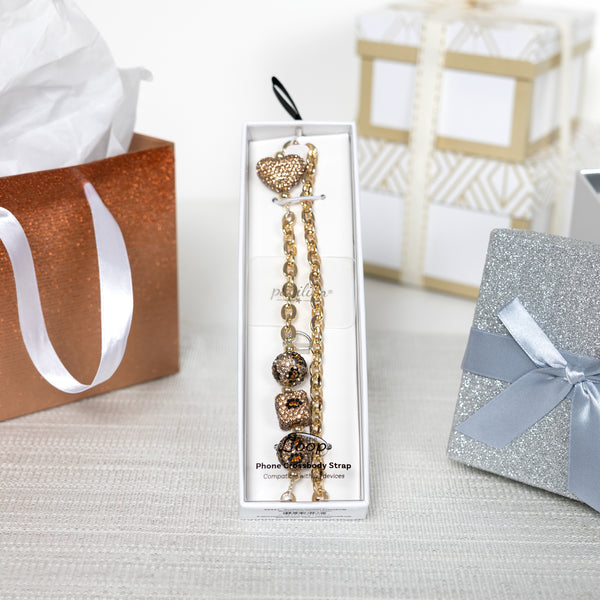 Pavilion Gift Company Gold Crystal Crossbody Beaded Gold Phone Chain