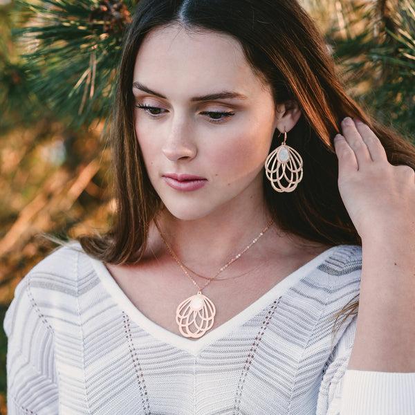 Pavilion Gift Company Gold Petal Mother Of Pearl Earrings