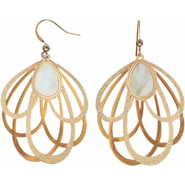 pavilion gift company Gold Petal Mother of Pearl Earrings
