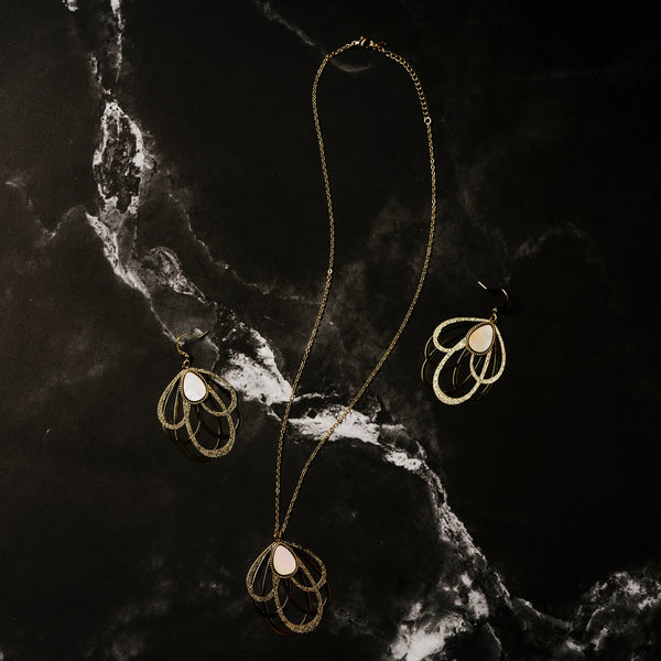 Pavilion Gift Company Gold Petal Mother Of Pearl Necklace