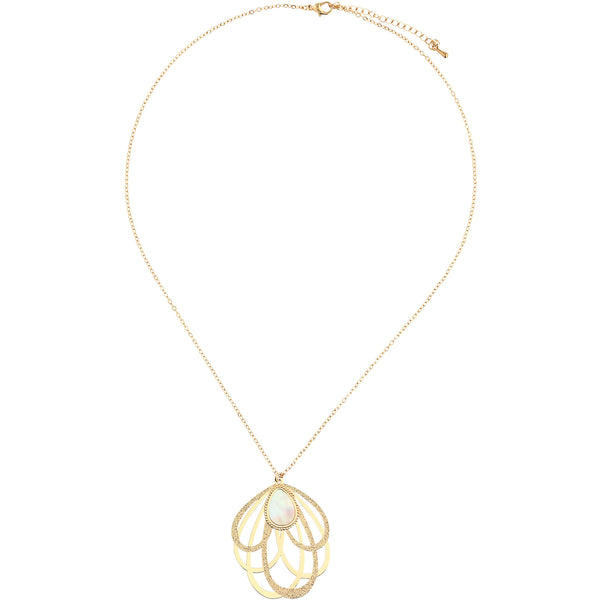 Pavilion Gift Company Gold Petal Mother Of Pearl Necklace