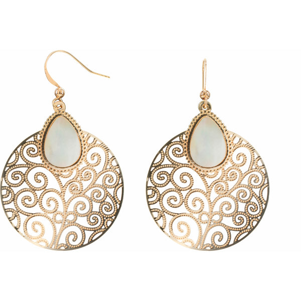 pavilion gift company Gold Swirl Mother of Pearl Earrings
