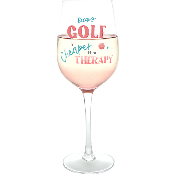pavilion gift company Golf Therapy 16 oz Stemmed Wine Glass
