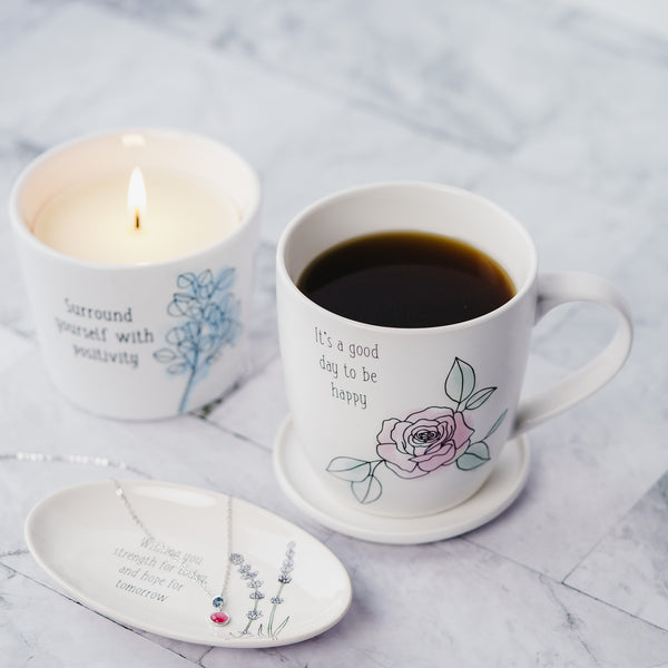 Pavilion Gift Company Good Day 17 Oz Cup With Coaster Lid