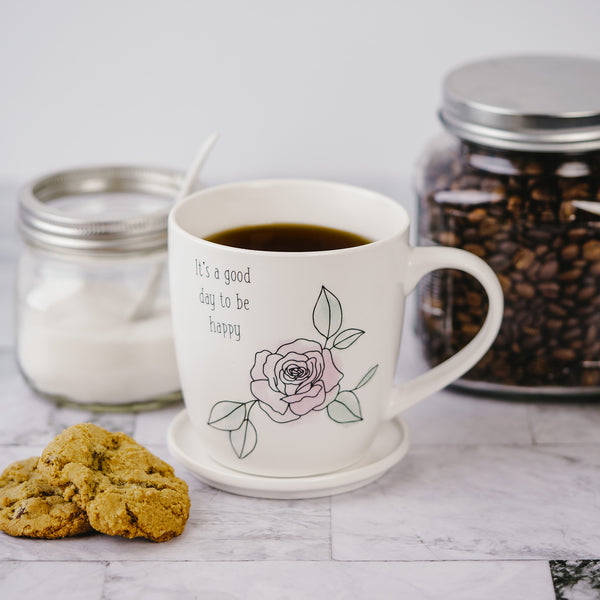 Pavilion Gift Company Good Day 17 Oz Cup With Coaster Lid