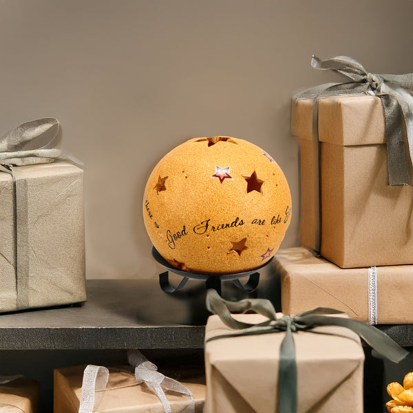 Pavilion Gift Company Good Friends 5" Pierced Round Stars Candle Holder
