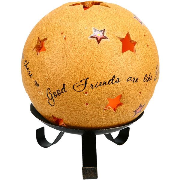 pavilion gift company Good Friends 5" Pierced Round Stars Candle Holder