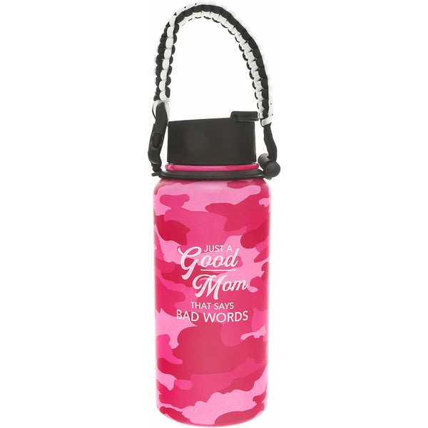 pavilion gift company Good Mom 32 oz Stainless Steel Water Bottle with Paracord Survival Handle