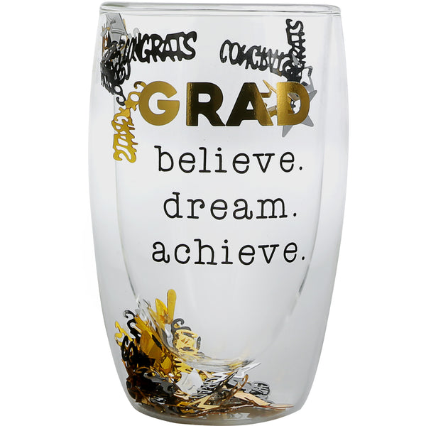 Pavilion Gift Company Grad 14 Oz Double-Walled Glass