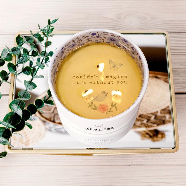 Pavilion Gift Company Grandma 10 Oz 100% Soy Wax Reveal Triple Wick Candle Scent: Tranquility
