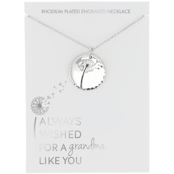 pavilion gift company Grandma 16.5"-18.5" Engraved Rhodium Plated Necklace