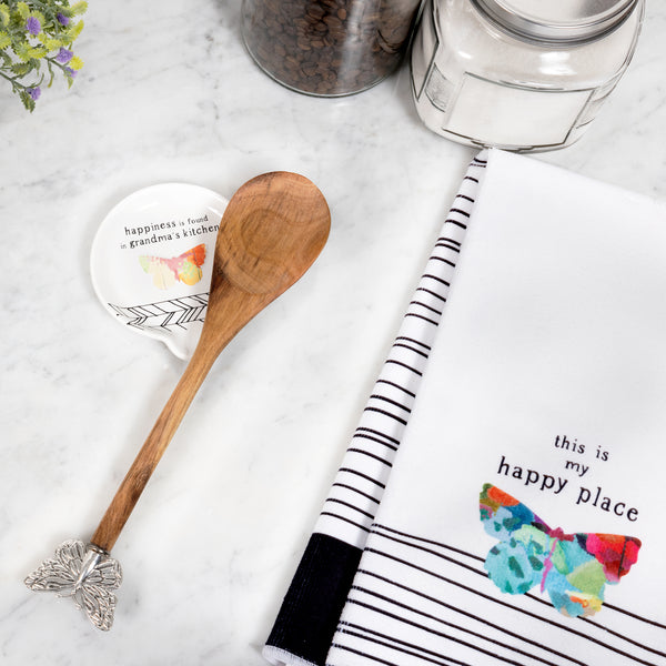Pavilion Gift Company Grandma 4" Spoon Rest With Decorative Bamboo Spoon