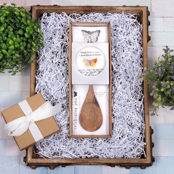 Pavilion Gift Company Grandma 4" Spoon Rest With Decorative Bamboo Spoon