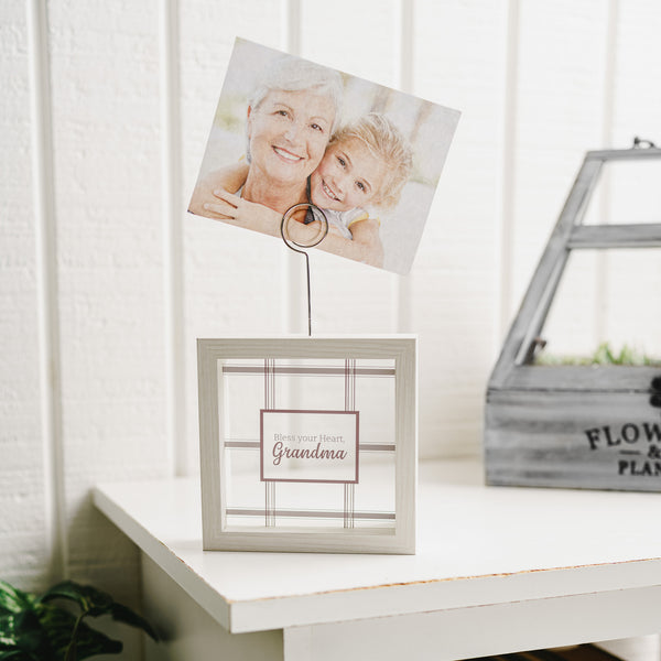 Pavilion Gift Company Grandma 5" Framed Glass Plaque With Photo Clip
