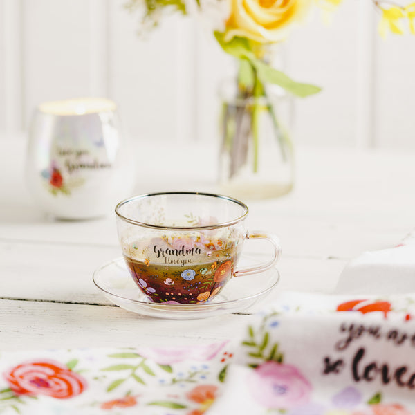 Pavilion Gift Company Grandma 7 Oz Glass Teacup And Saucer