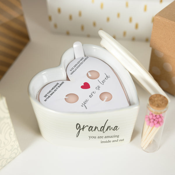 Pavilion Gift Company Grandma 8 Oz - 100% Soy Wax Reveal Triple Wick Candle With Matches Scent: Vanilla