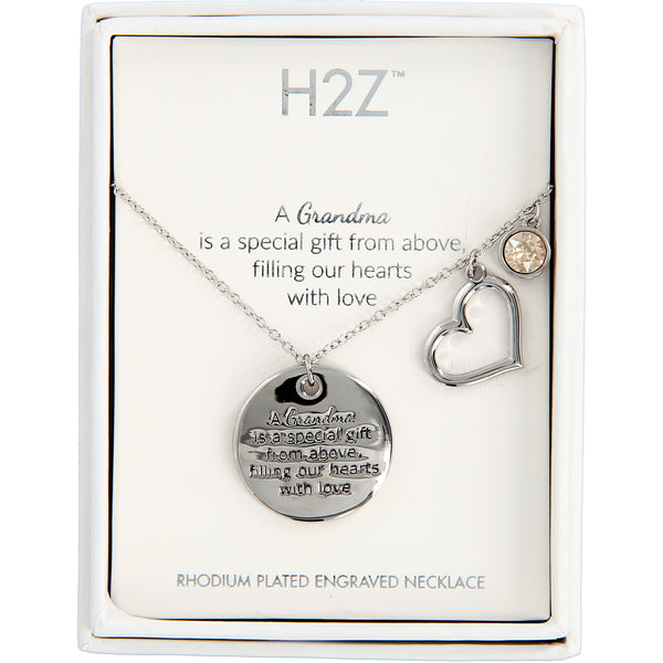 pavilion gift company Grandma Golden Shadow Crystal 16.5"-20.5" Engraved Rhodium Plated Austrian Element Necklace