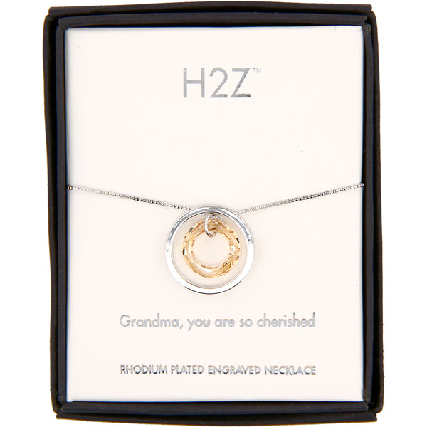 pavilion gift company Grandma Golden Shadow Crystal 17"-19" Engraved Rhodium Plated Austrian Element Necklace