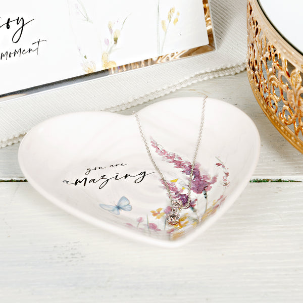 Pavilion Gift Company Grandma Light Champagne 16.5"-18.5" White Gold Plated Necklace With Cubic Zirconia Stones