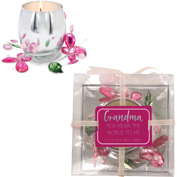 pavilion gift company Grandma Pink Butterfly 3.5 oz 100% Soy Wax Candle Scent: Jasmine