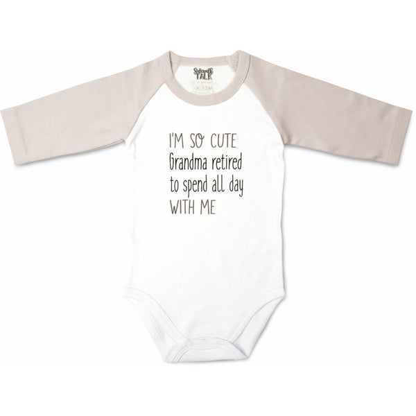 pavilion gift company Grandma Retired 12-24 Months 3/4 Length Gray Sleeve Onesie