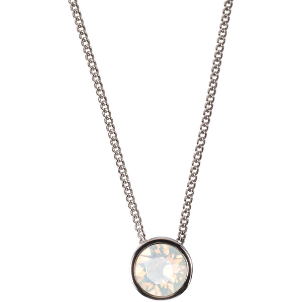 Pavilion Gift Company Grandma White Opal 16" - 17.5" Rhodium Necklace