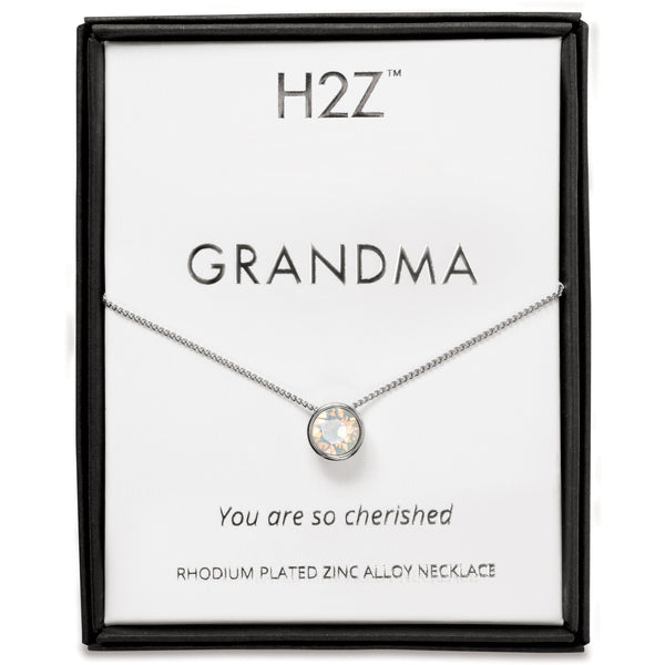 pavilion gift company Grandma White Opal 16" - 17.5" Rhodium Necklace