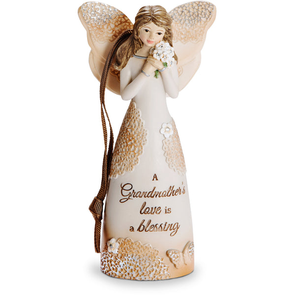 pavilion gift company Grandmother 4.5" Angel Ornament Holding Flowers