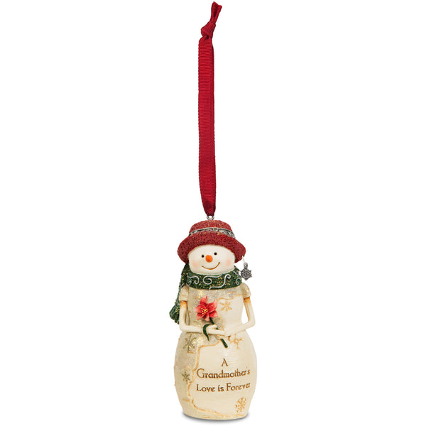 pavilion gift company Grandmother 4" Snowwoman Holding a Flower Ornament