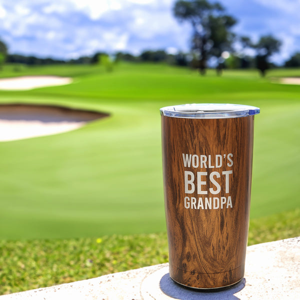Pavilion Gift Company Grandpa 20 Oz Wood Finish Stainless Steel Travel Tumbler