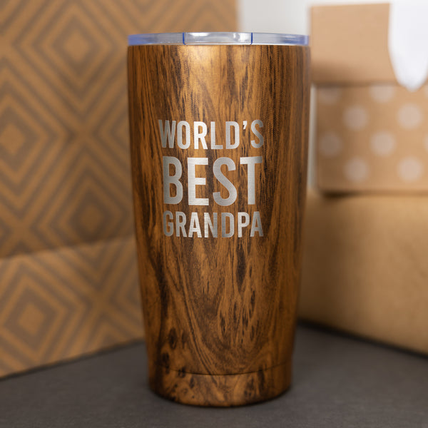 Pavilion Gift Company Grandpa 20 Oz Wood Finish Stainless Steel Travel Tumbler