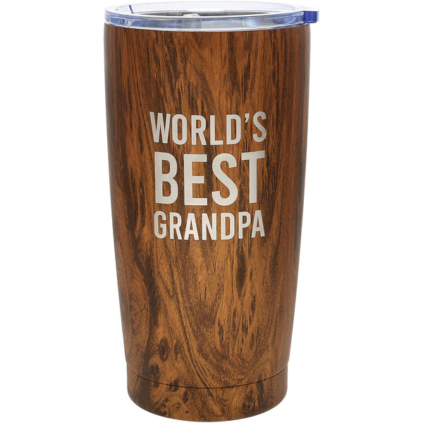pavilion gift company Grandpa 20 oz Wood Finish Stainless Steel Travel Tumbler