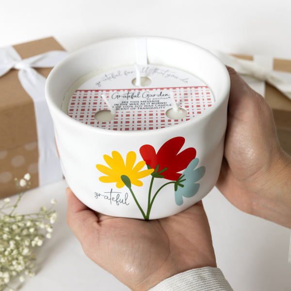 Pavilion Gift Company Grateful 12 Oz - 100% Soy Wax Reveal Triple Wick Candle Scent: Tranquility