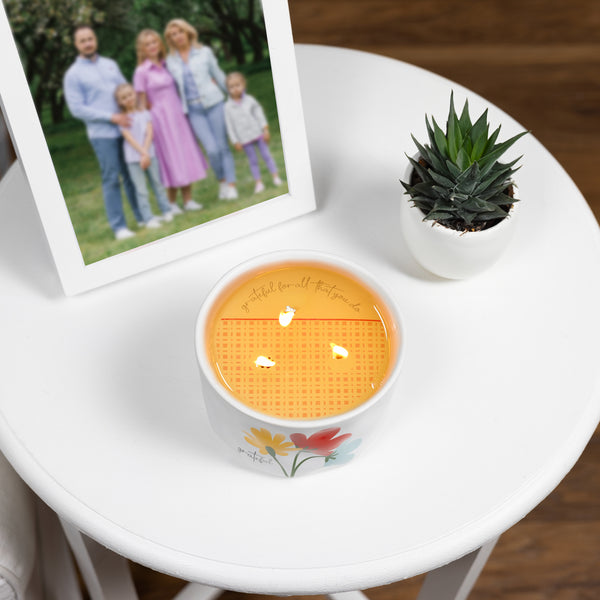 Pavilion Gift Company Grateful 12 Oz - 100% Soy Wax Reveal Triple Wick Candle Scent: Tranquility