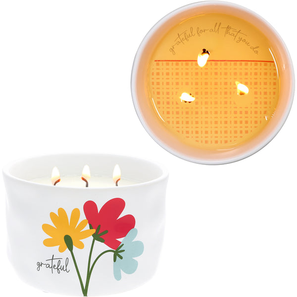 pavilion gift company Grateful 12 oz - 100% Soy Wax Reveal Triple Wick Candle Scent: Tranquility