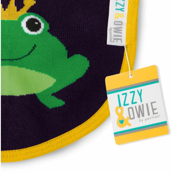 Pavilion Gift Company Green And Navy Froggy Baby Bib