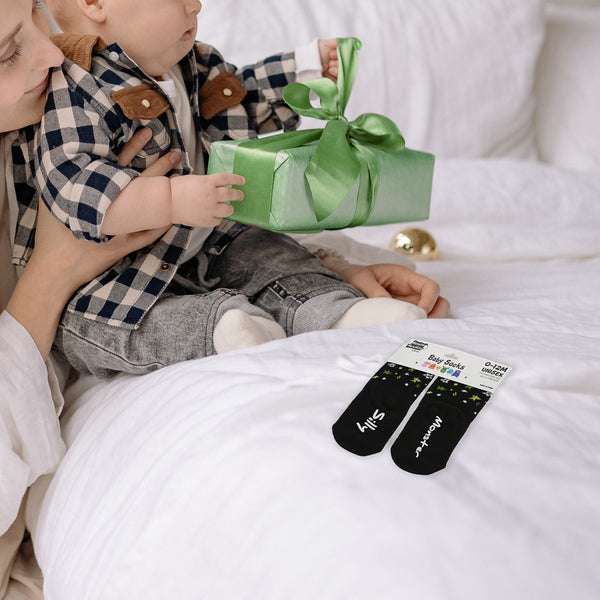 Pavilion Gift Company Green Silly Monster 0-12 Month Non-slip Baby Socks