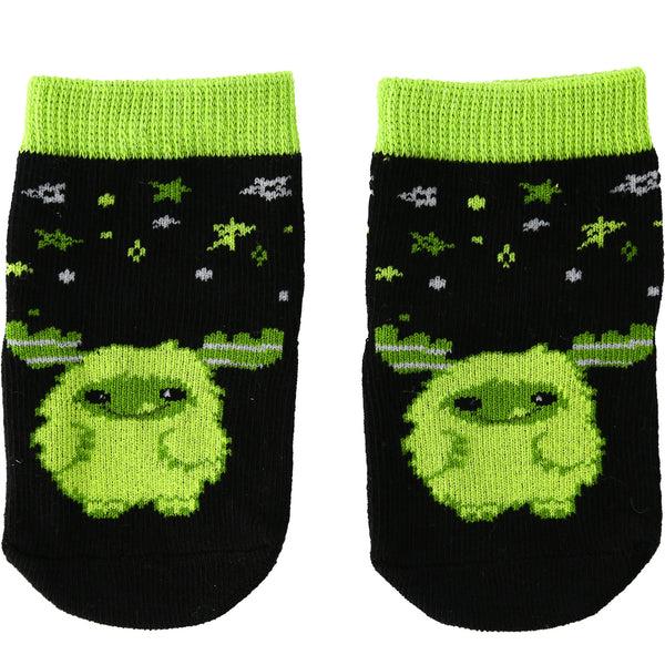 pavilion gift company Green Silly Monster 0-12 Month Non-slip Baby Socks