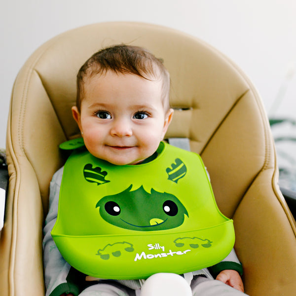 Pavilion Gift Company Green Silly Monster 12" Silicone Catch All Bib
