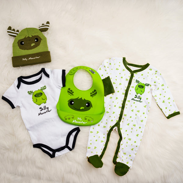 Pavilion Gift Company Green Silly Monster 6-12 Months Bodysuit