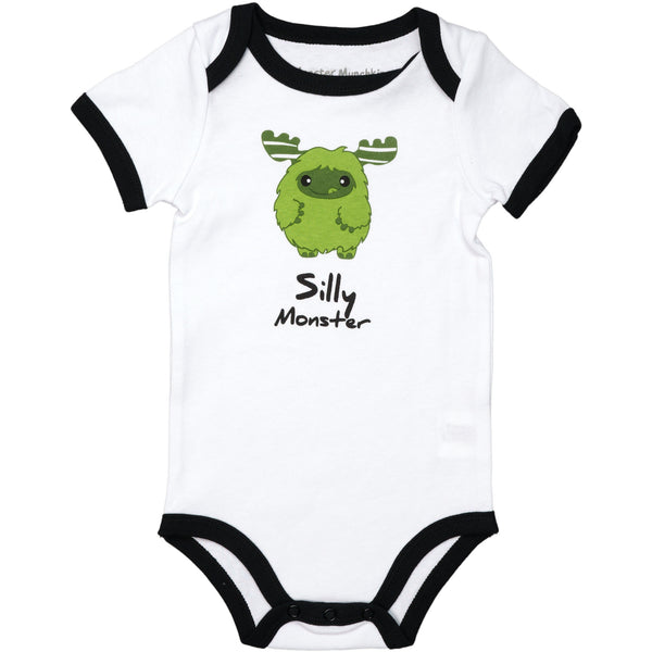 pavilion gift company Green Silly Monster 6-12 Months Bodysuit