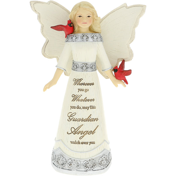 pavilion gift company Guardian Angel 5.5" Angel Figurine with Cardinals