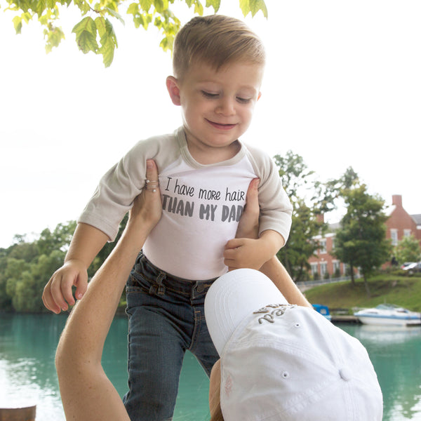 Pavilion Gift Company Hair 6-12 Months 3/4 Length Gray Sleeve Onesie