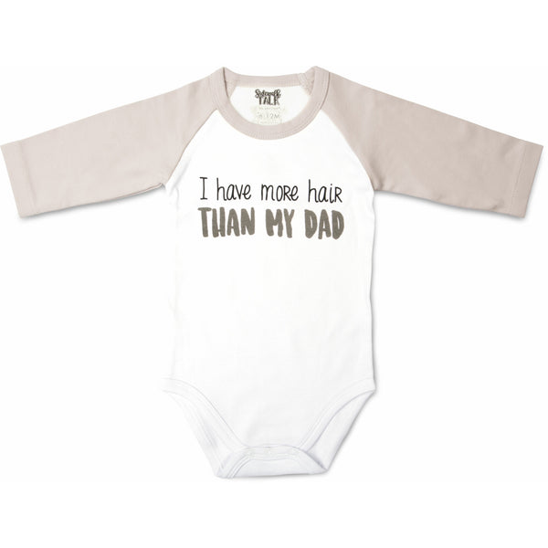 pavilion gift company Hair 6-12 Months 3/4 Length Gray Sleeve Onesie